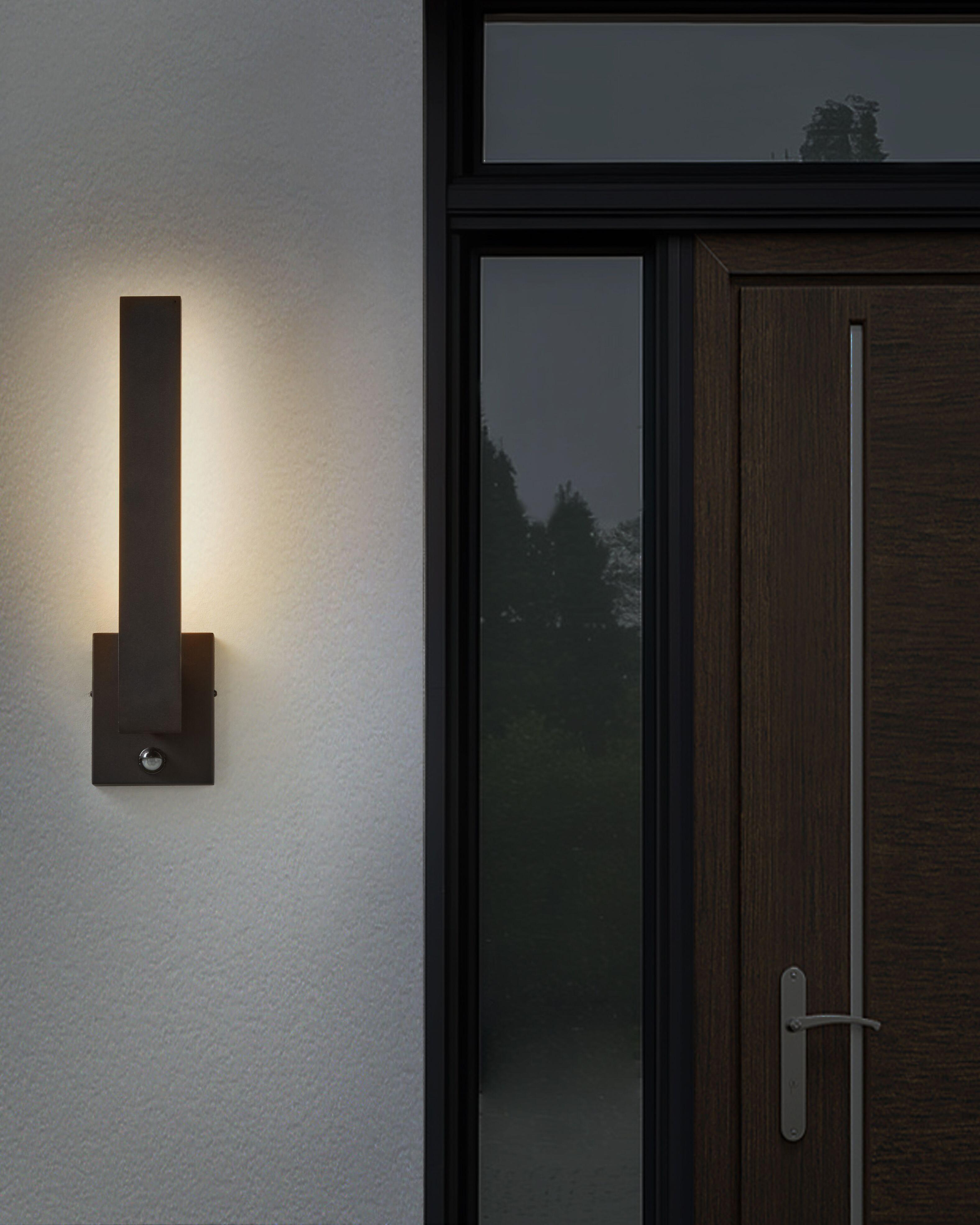 Buiten LED wandlamp TUMMEL met bewegingssensor Zwart