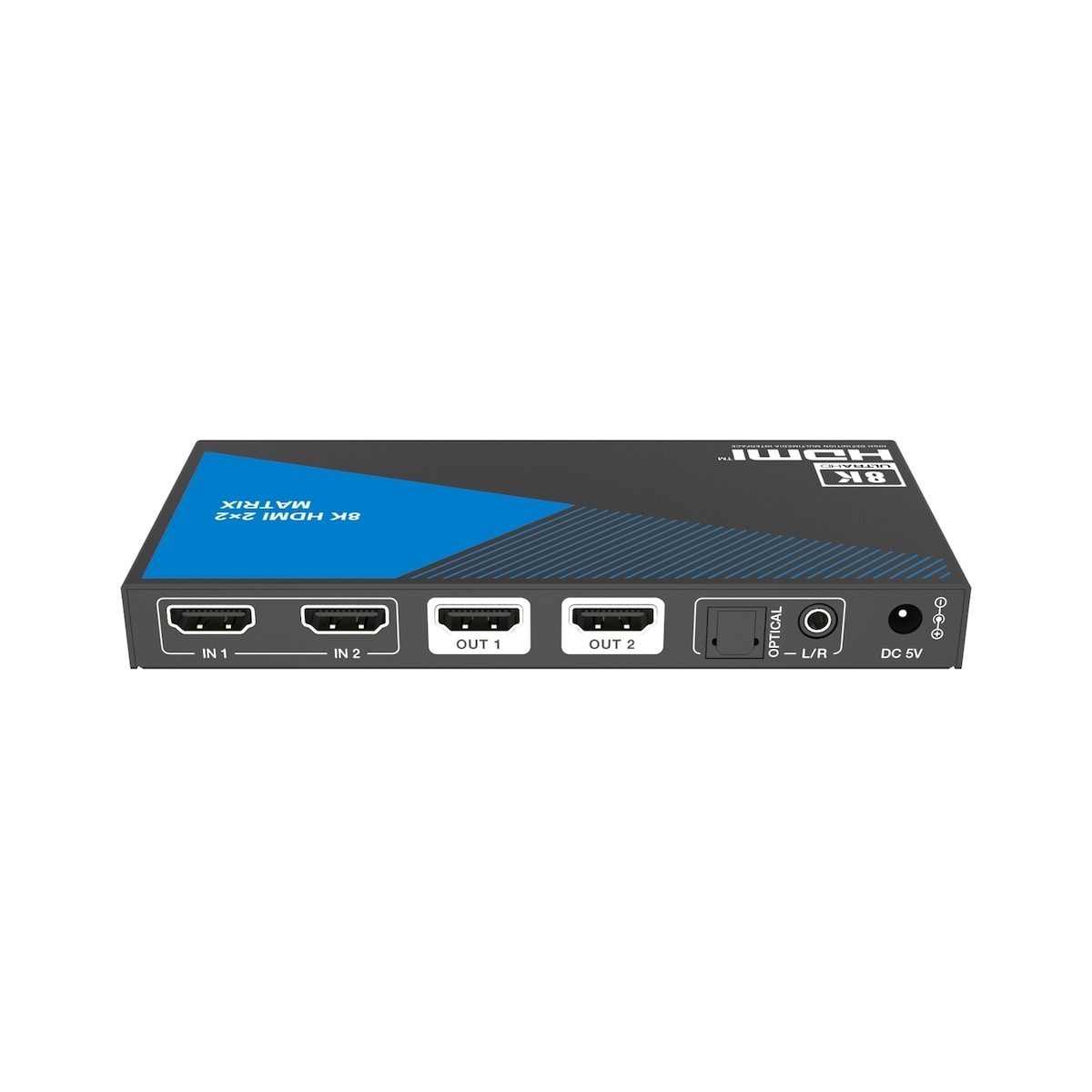 NÖRDIC 8K HDMI 2.1 matrisebryter 2x2 med lyduttrekk Toslink & Stereo EDID CEC, Dolby Atmos, Digital Plus, DTS-EX