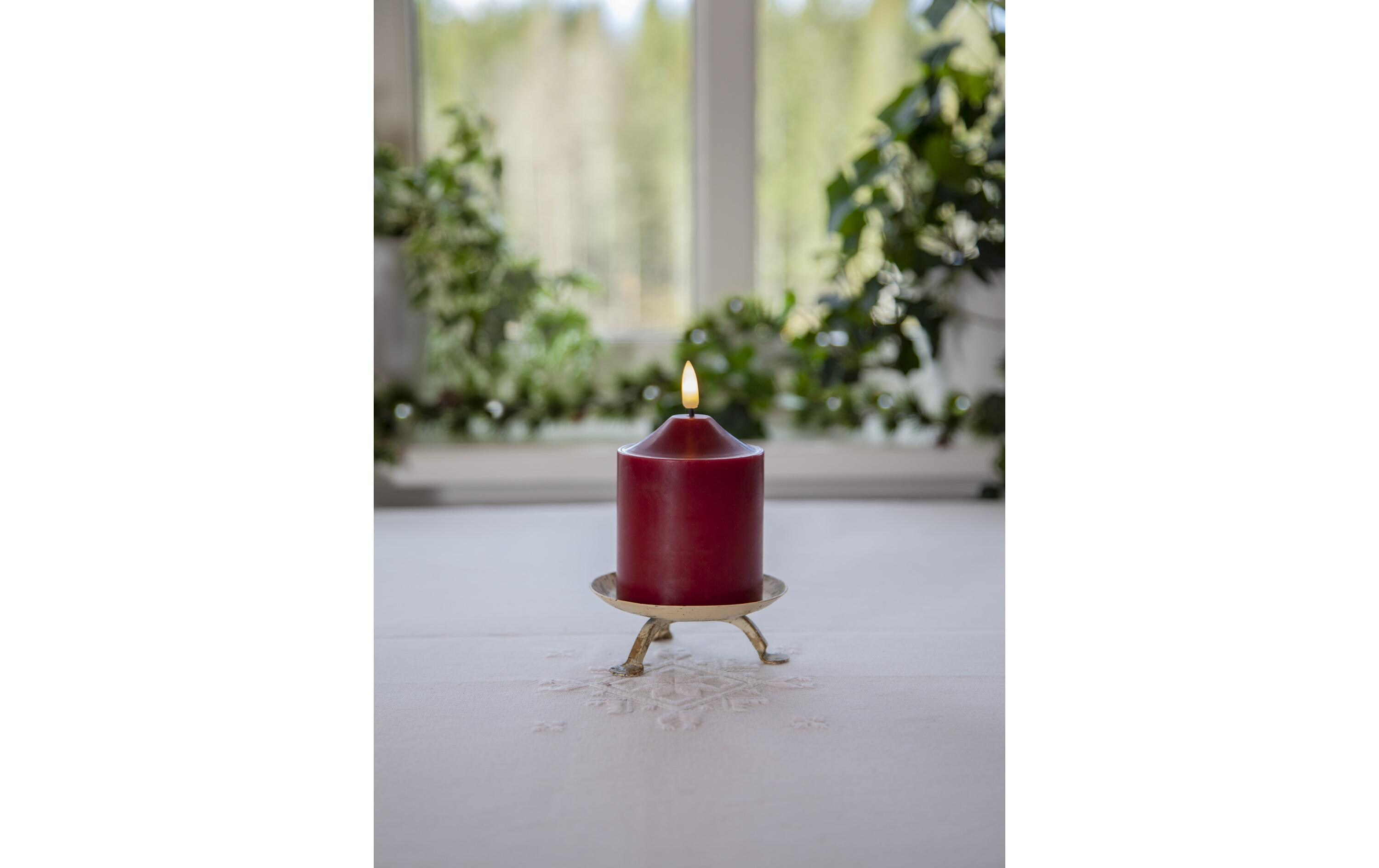 LED-Kerze Pillar Flamme, 12 cm, RotLED-Kerze für Innenbereich