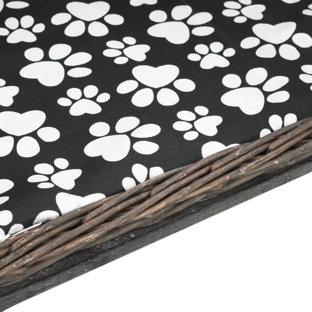 Panier pour chiens avec coussin 90 x 54 x 35 cm saule naturel gris