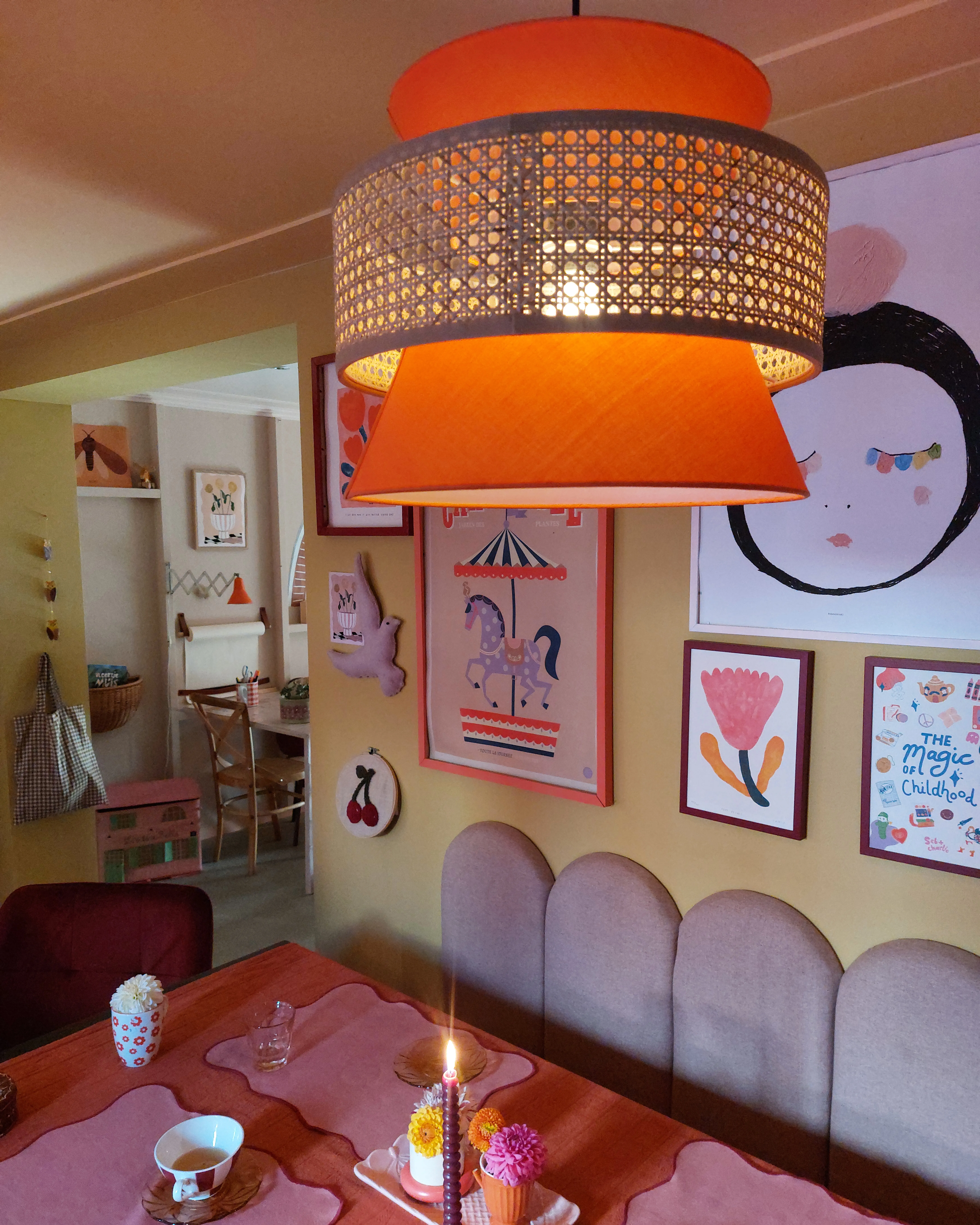 Hanglamp LUYANO Rotan Koraalrood