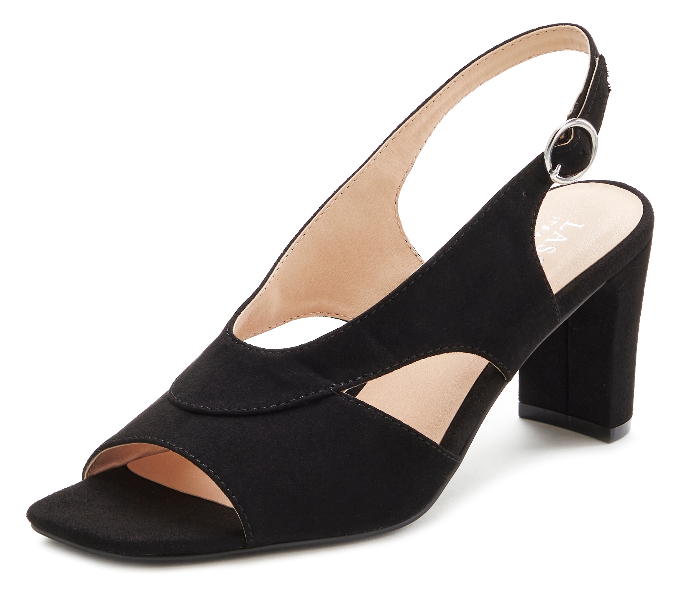 LASCANA Sandalette »Sandale, Sommerschuh,«  mit Blockabsatz und raffiniertem Ausschnitt VEGAN