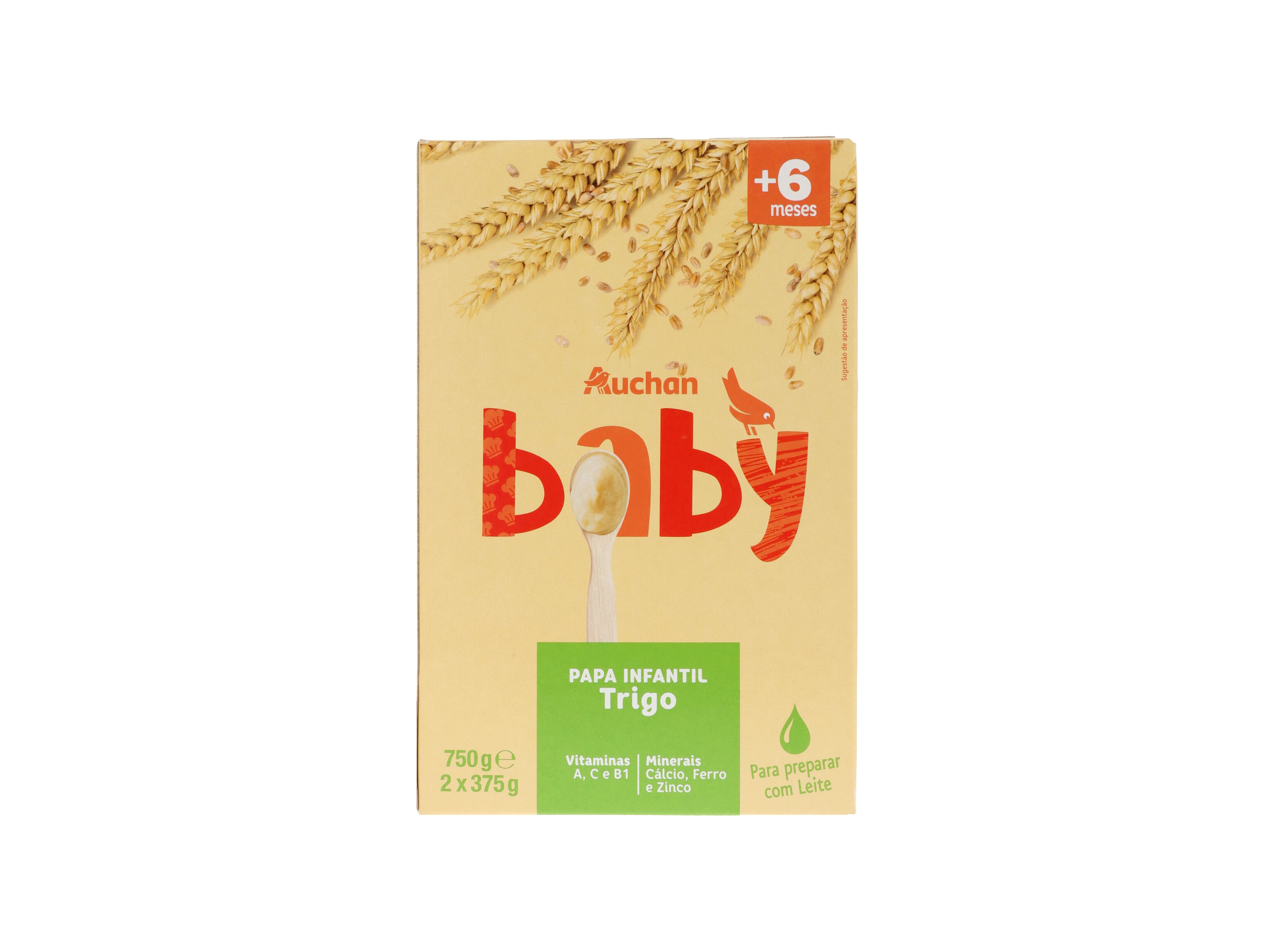PAPA INFANTIL AUCHAN BABY NÃO LÁCTEA CEREAIS 750G #