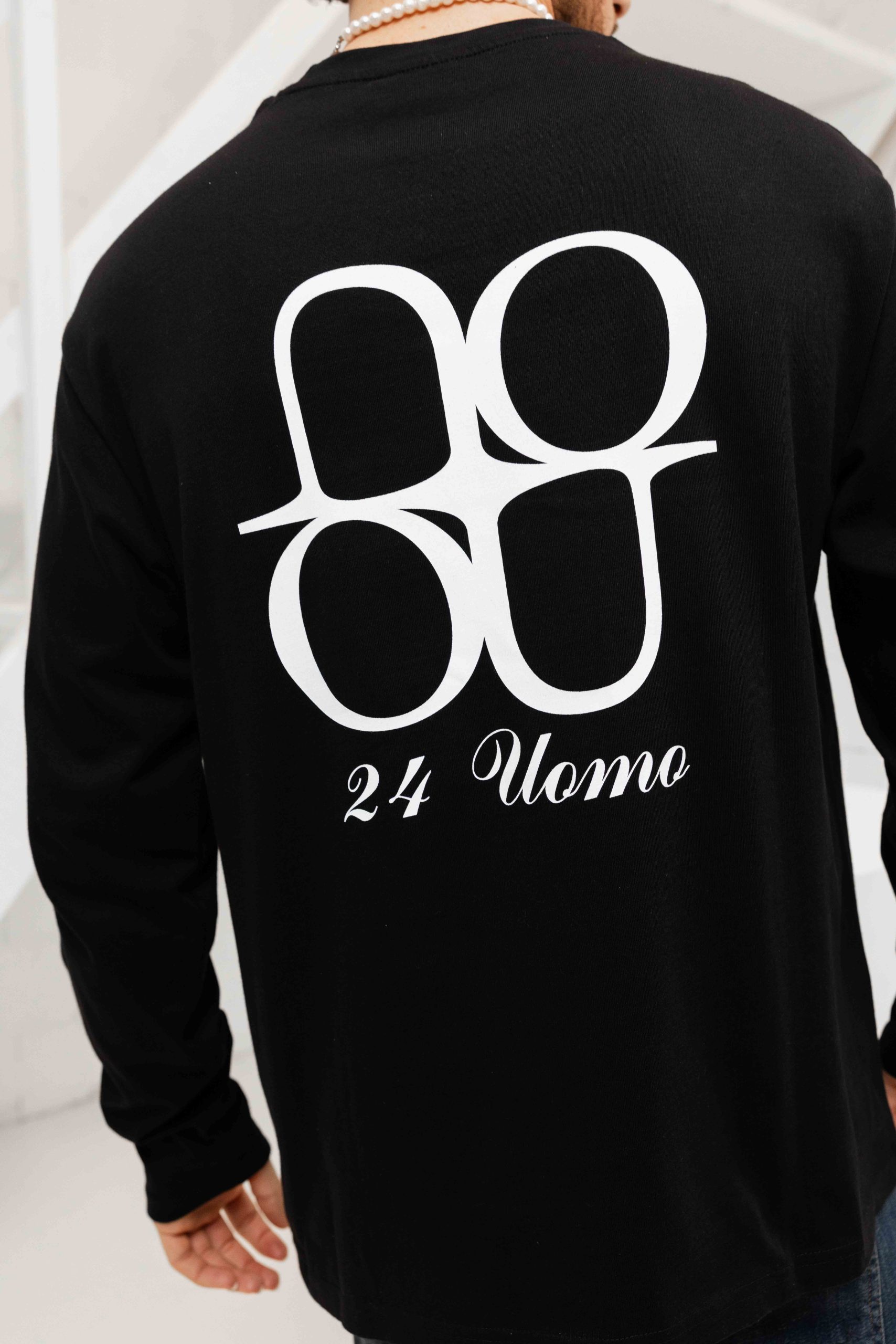24 Uomo Symbol Longsleeve Shirt Heren Zwart/Wit