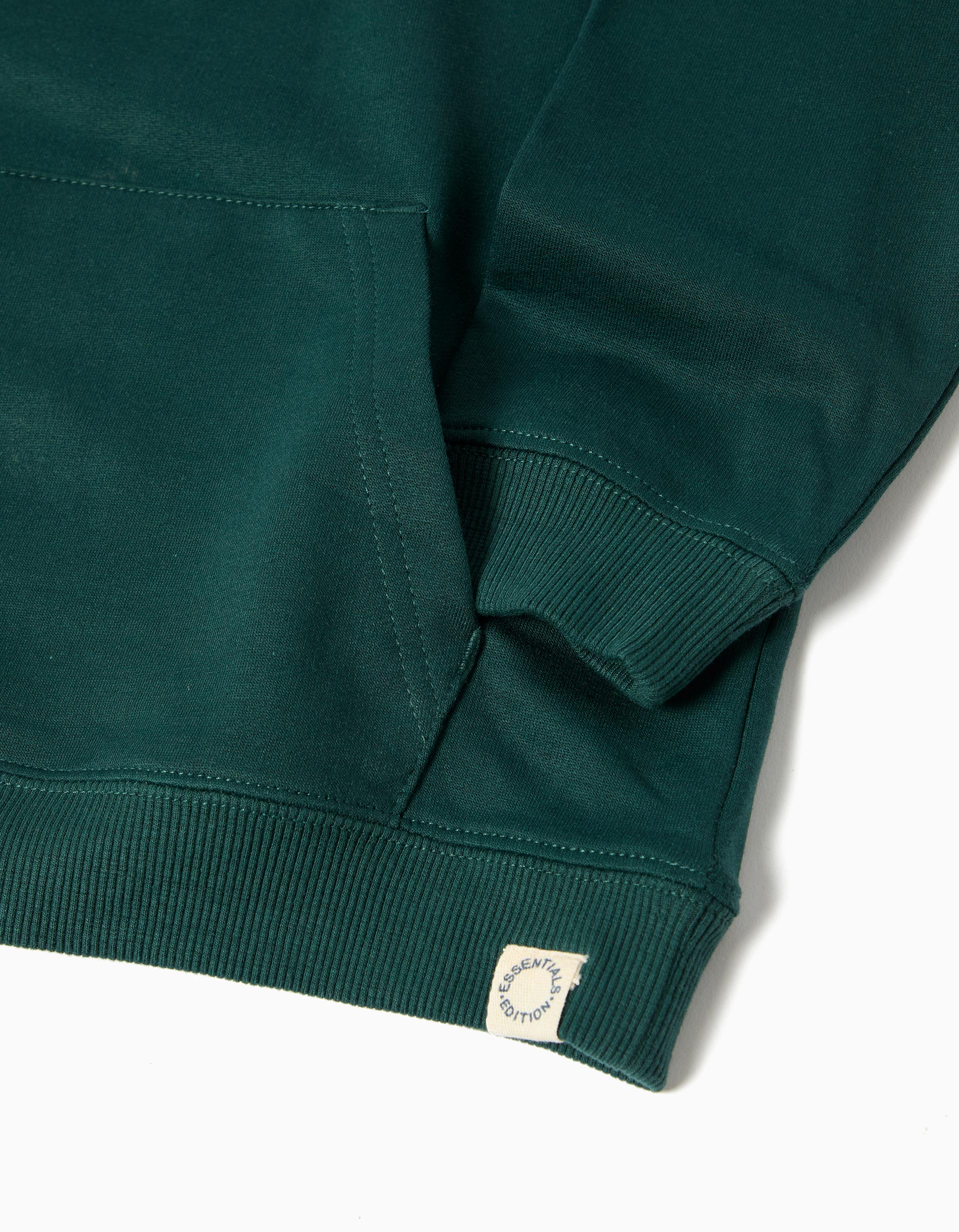Sweatshirt com Capuz, Menino, Verde Escuro