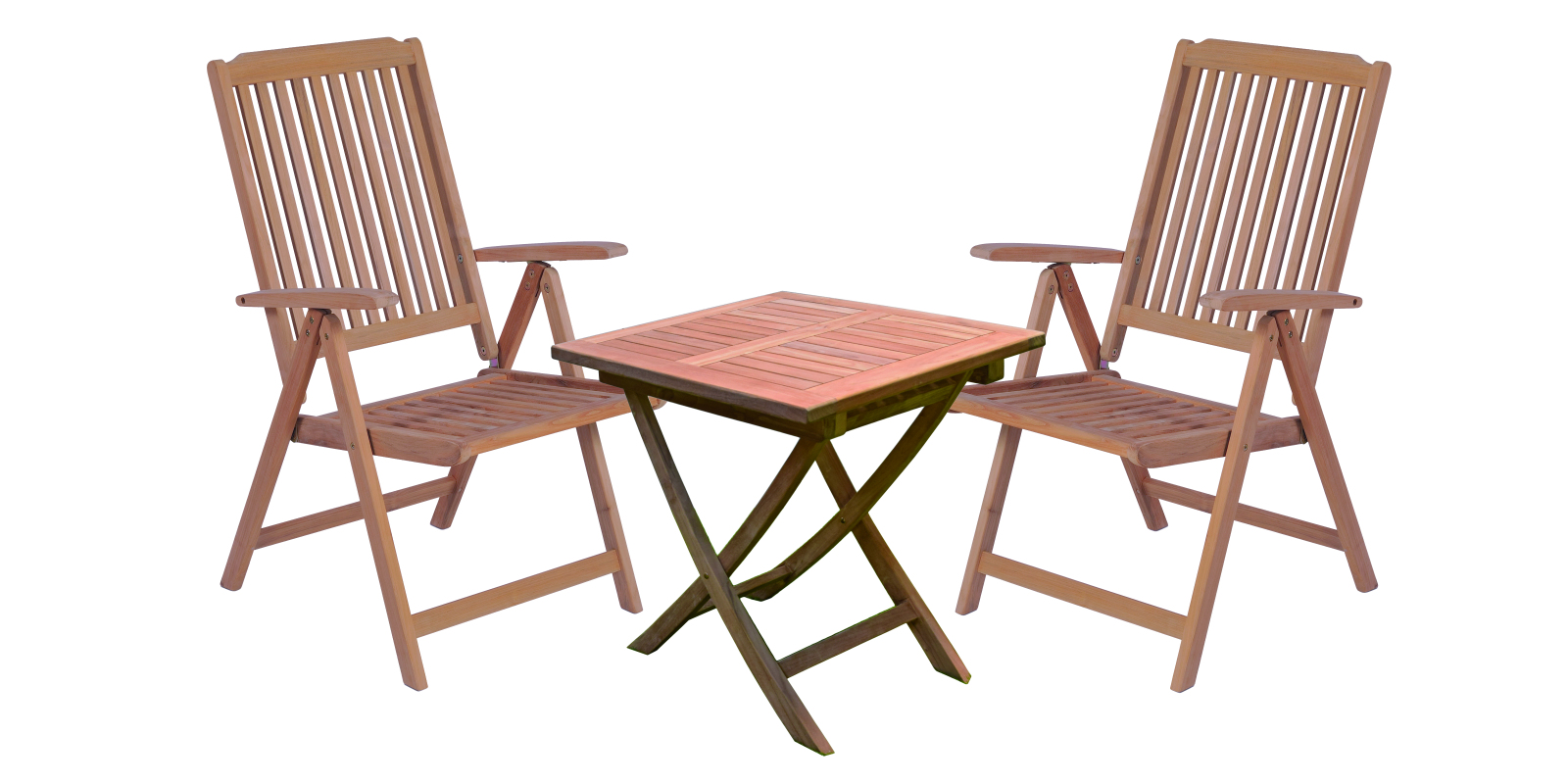3-teilige Tischgruppe SOLO 04 - natur - Teak Massivholz