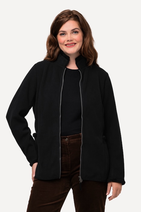 Fleece-Janker, Teddyplüsch, Stickerei, Stehkragen
