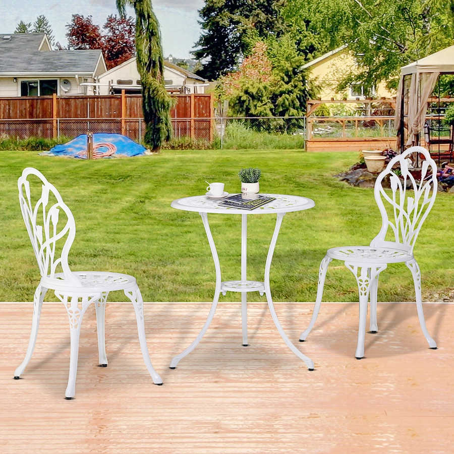 Outsunny Gartenmöbel-Set mit Blumen Design weiß