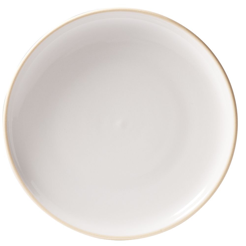 Assiette à dessert faïence gris avec liseré crème