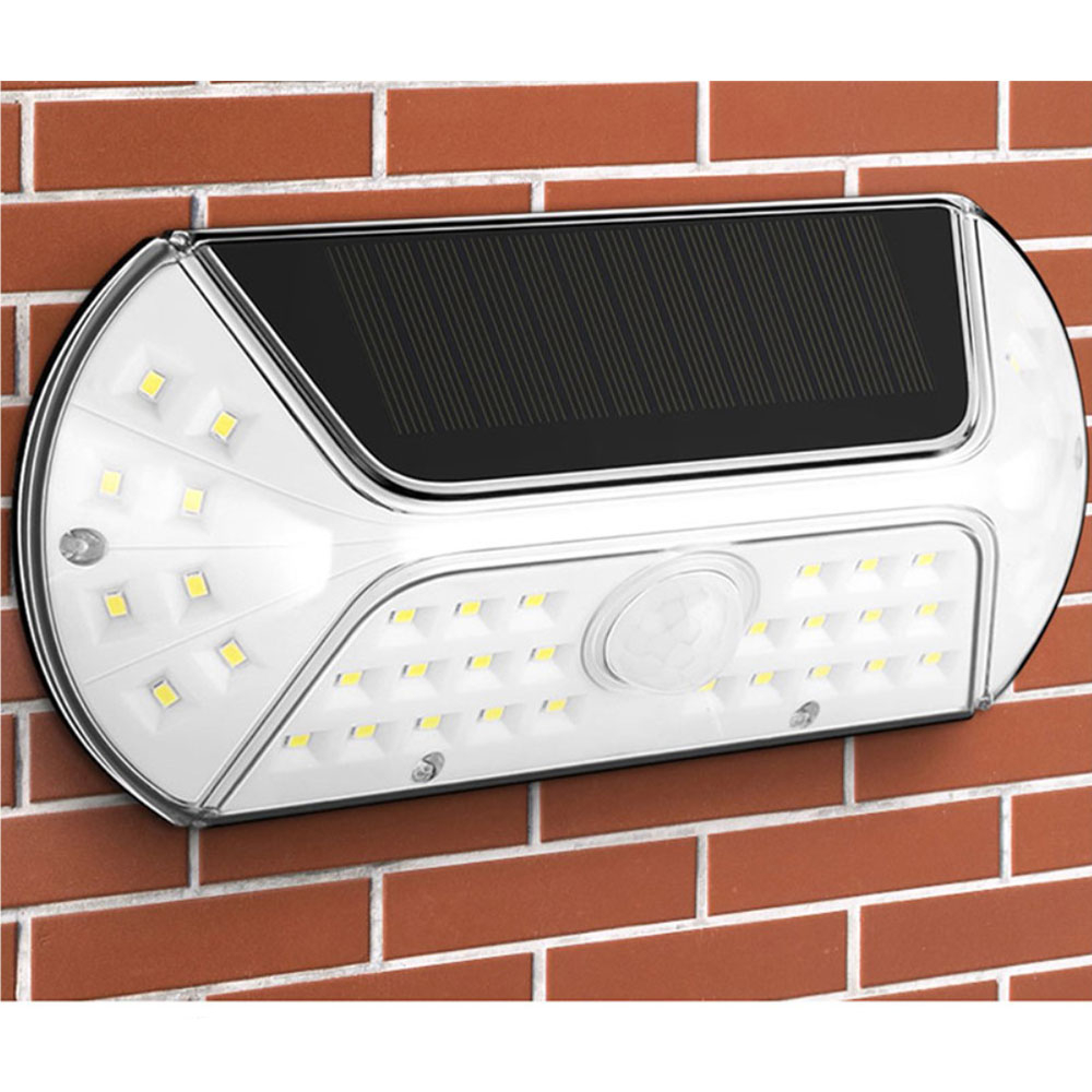 40 LED's Solar Outdoor Lampe Wandleuchte mit Bewegungsmelder Spritzwasserfest (IP44) - Weiss