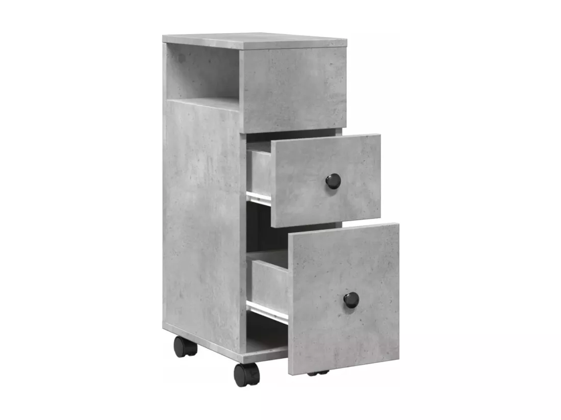 Meuble étroit de salle de bain à roulettes gris béton