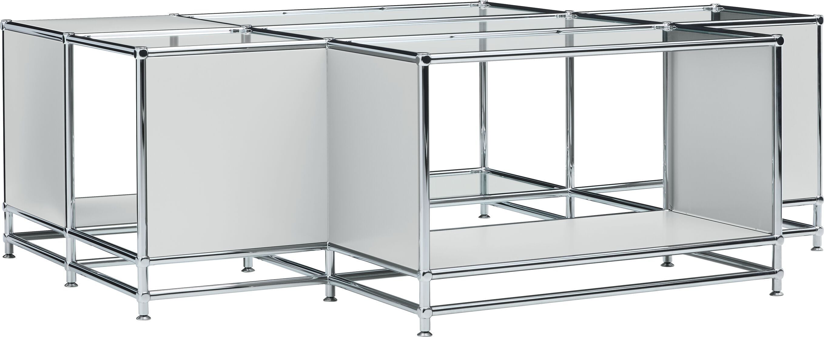 FLEXCUBE_Salontisch_Glas_h`grau_152x116 - Hellgrau / B: 152.5 cm x T: 115.0 cm x H: 49.0 cm