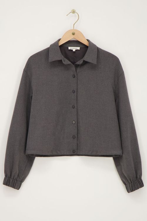 Grijze cropped jack met elastiek