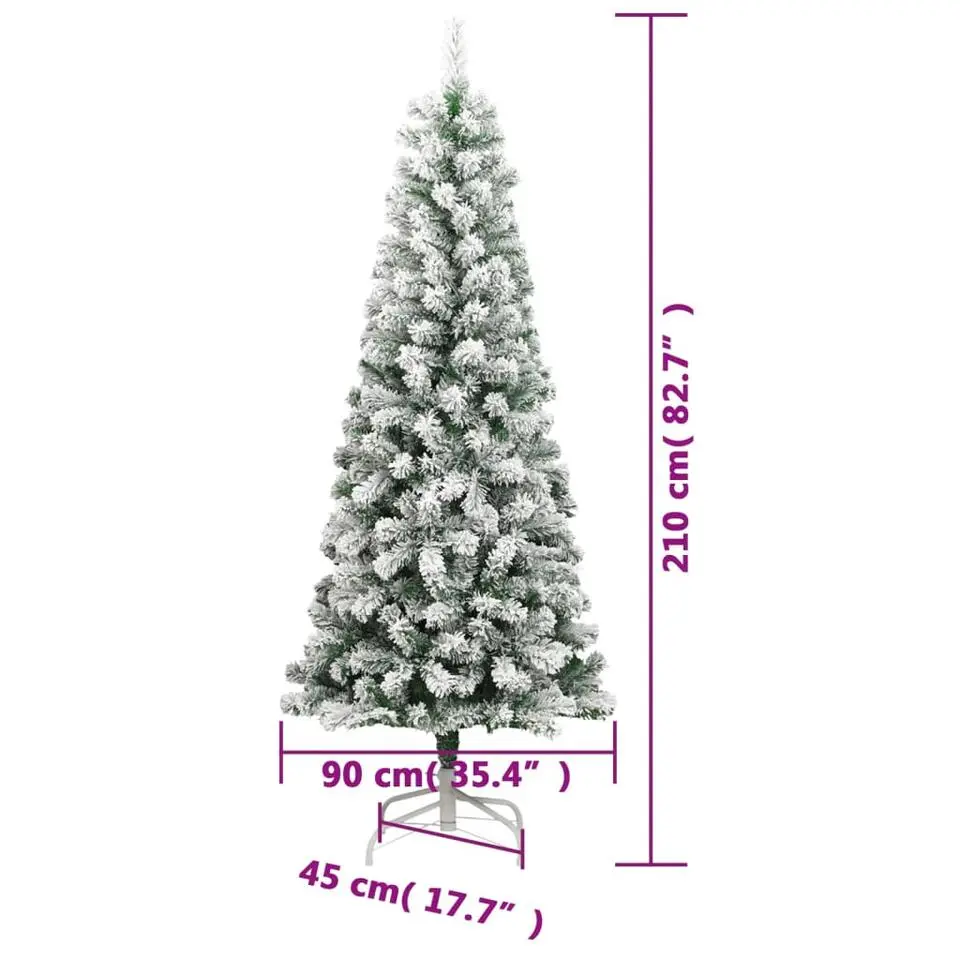 vidaXL - Gescharnierde Kunstkerstboom - Wit - 210 cm