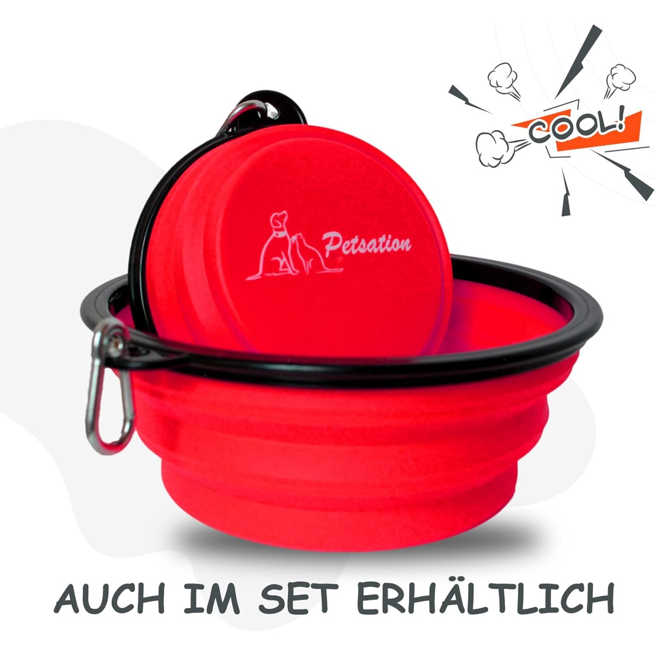 Petsation Faltbarer Reisenapf Rot 350 cm³