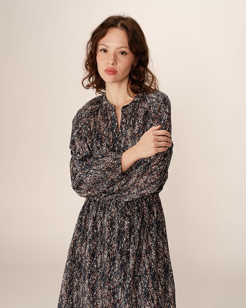 GRACE & MILA<br>Vestido longo de algodão voile com estampa abstrata, PODER