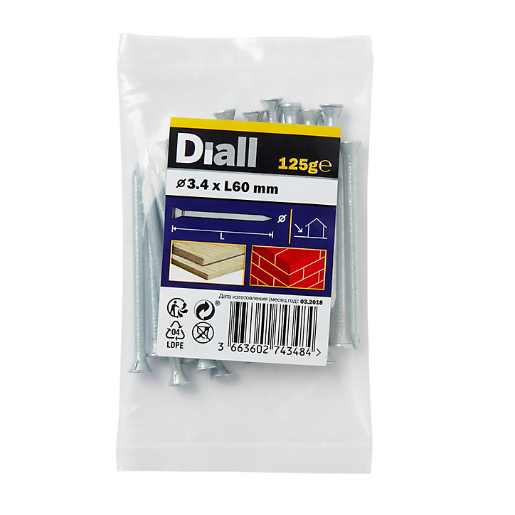 Clous de maçon en acier galvanisé 3,4x60 - 125g
