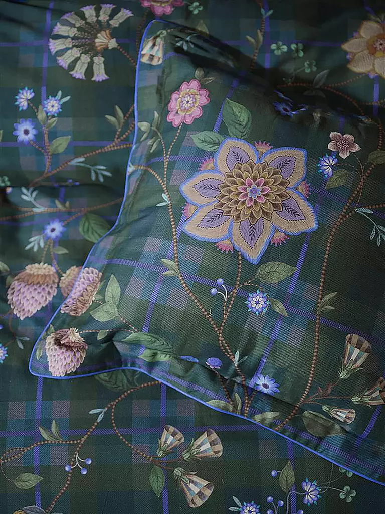 PIP STUDIO Perkal Bettwäsche FLORES FELICES 70x90cm/140x200cm Dark Blue dunkelblau