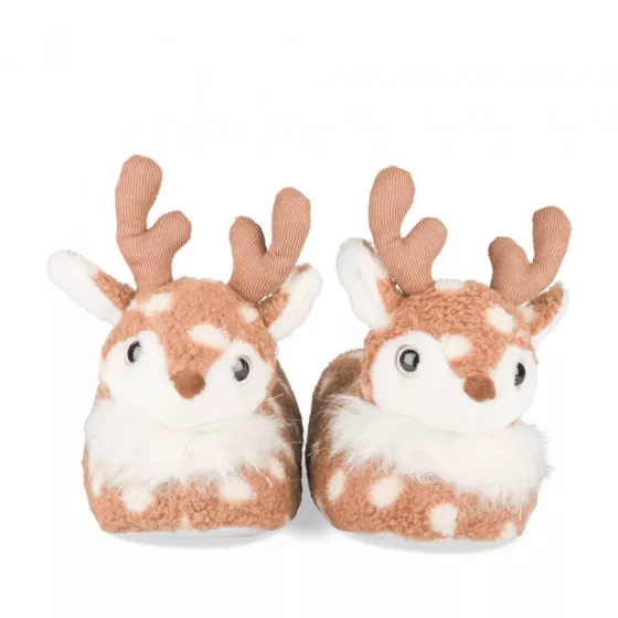 Chaussons peluche renne MARRON MERRY SCOTT