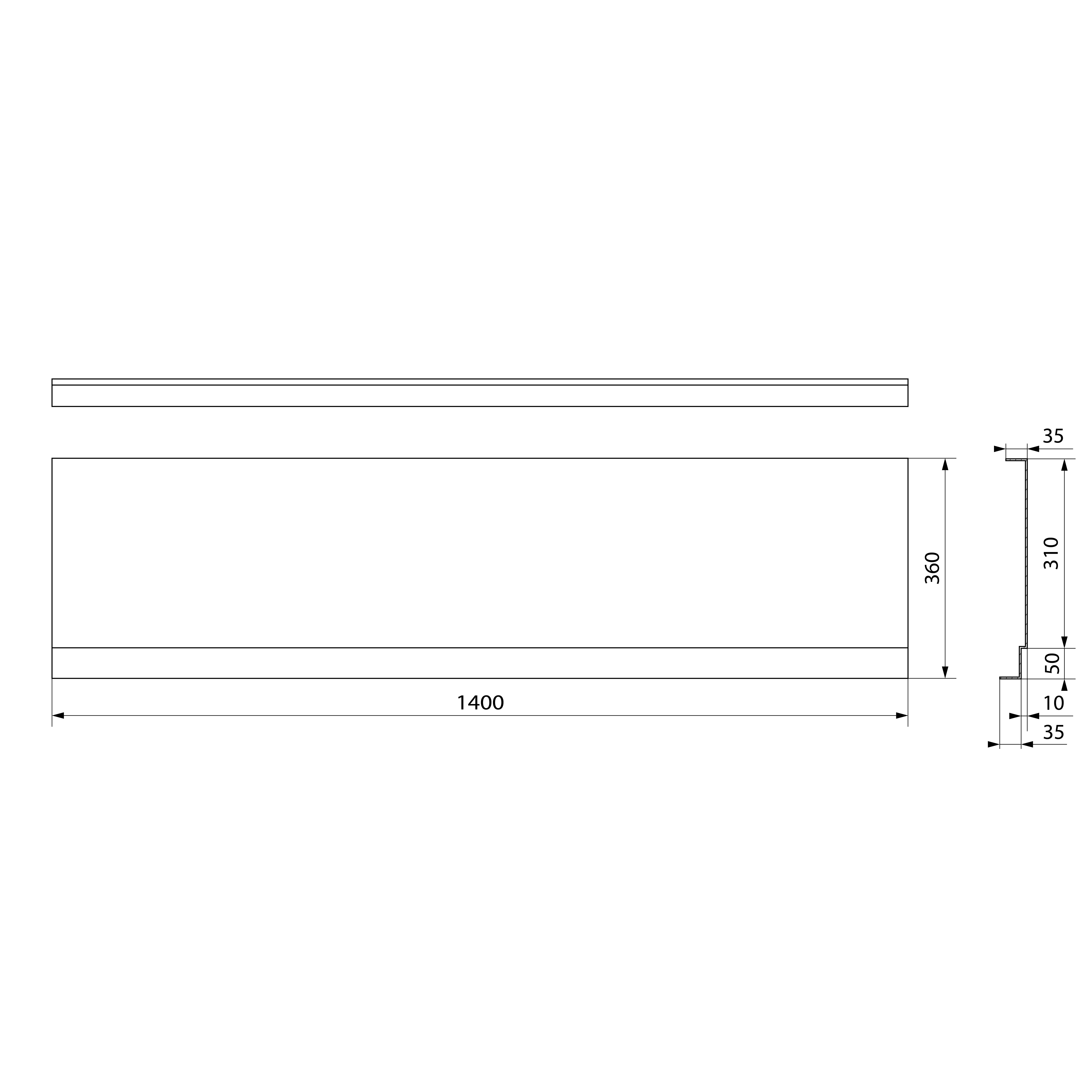 Polysan Deep Plain Nika douchebakpaneel 140x36cm wit