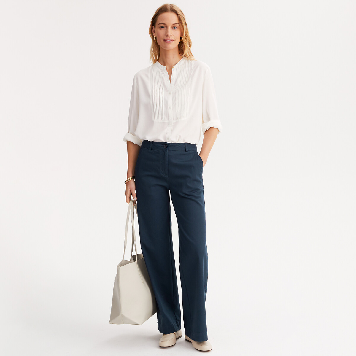 ANNE WEYBURN<br>Calças chino largas