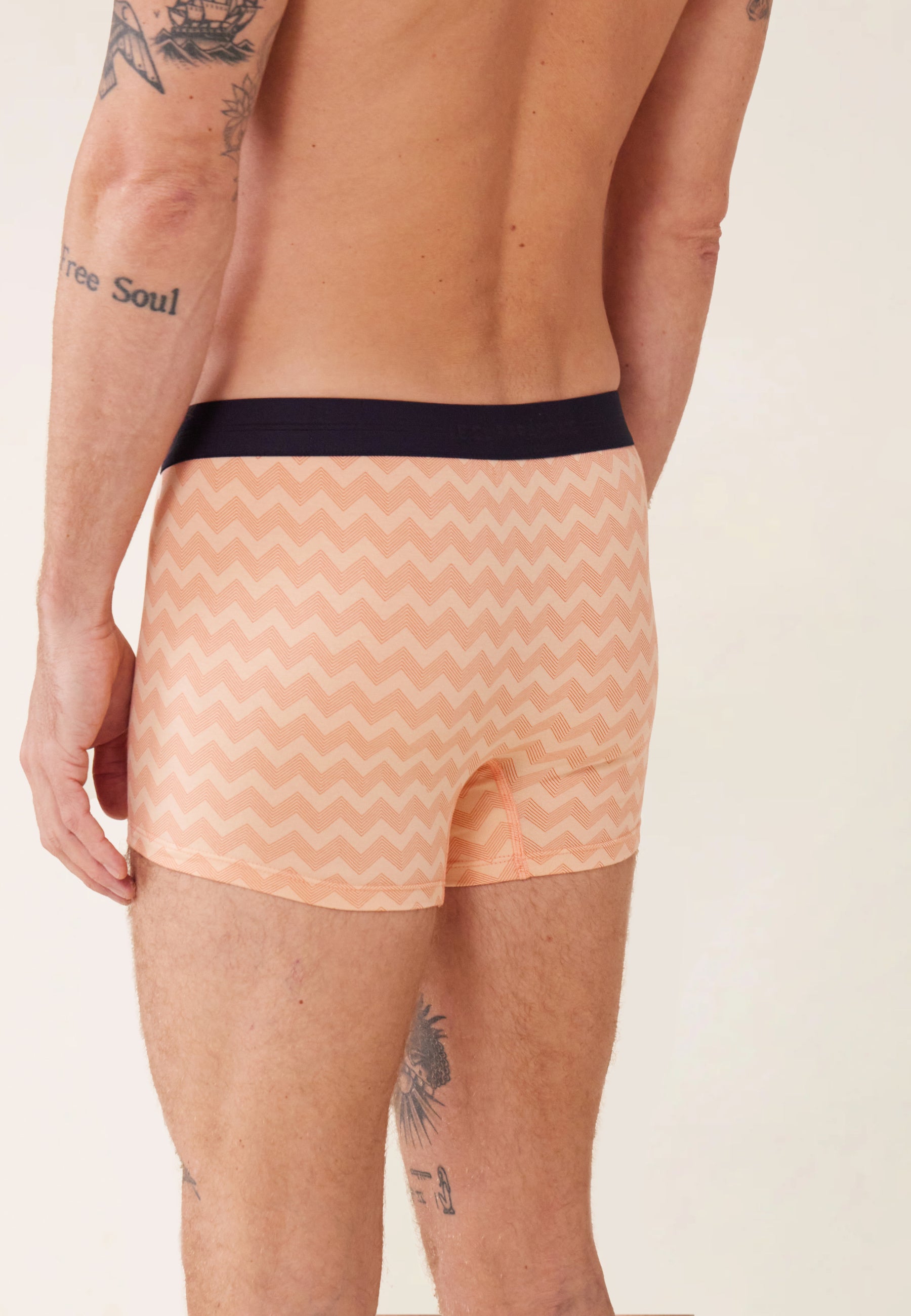 Boxer en coton-Marius Chevron Zig Zag Tango Abricot