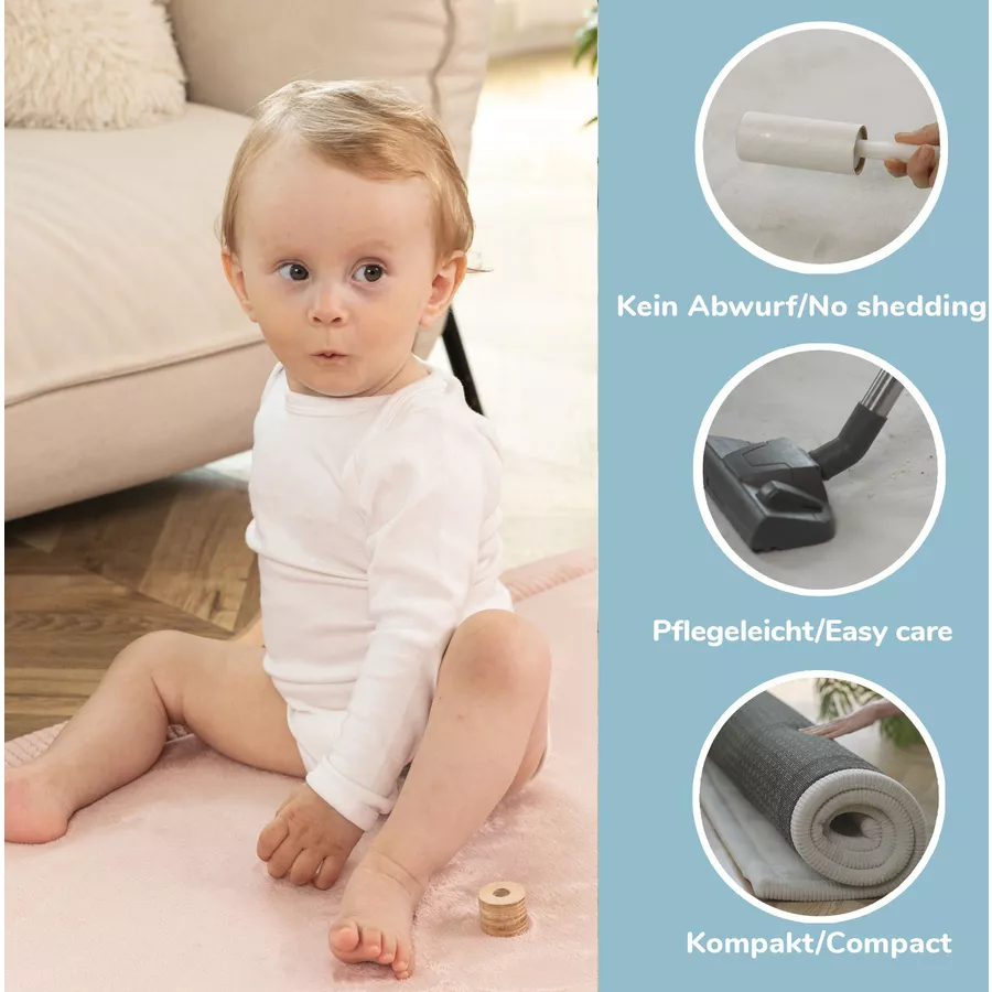 Hakuna Matte Samtmatte-Spielmatte für Baby 200 x 150 cm, Rosa