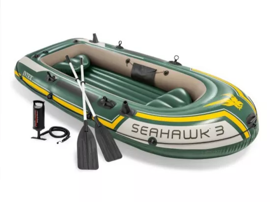 Kit bateau gonflable 3 places Seahawk 3 avec rames et gonfleur - Intex