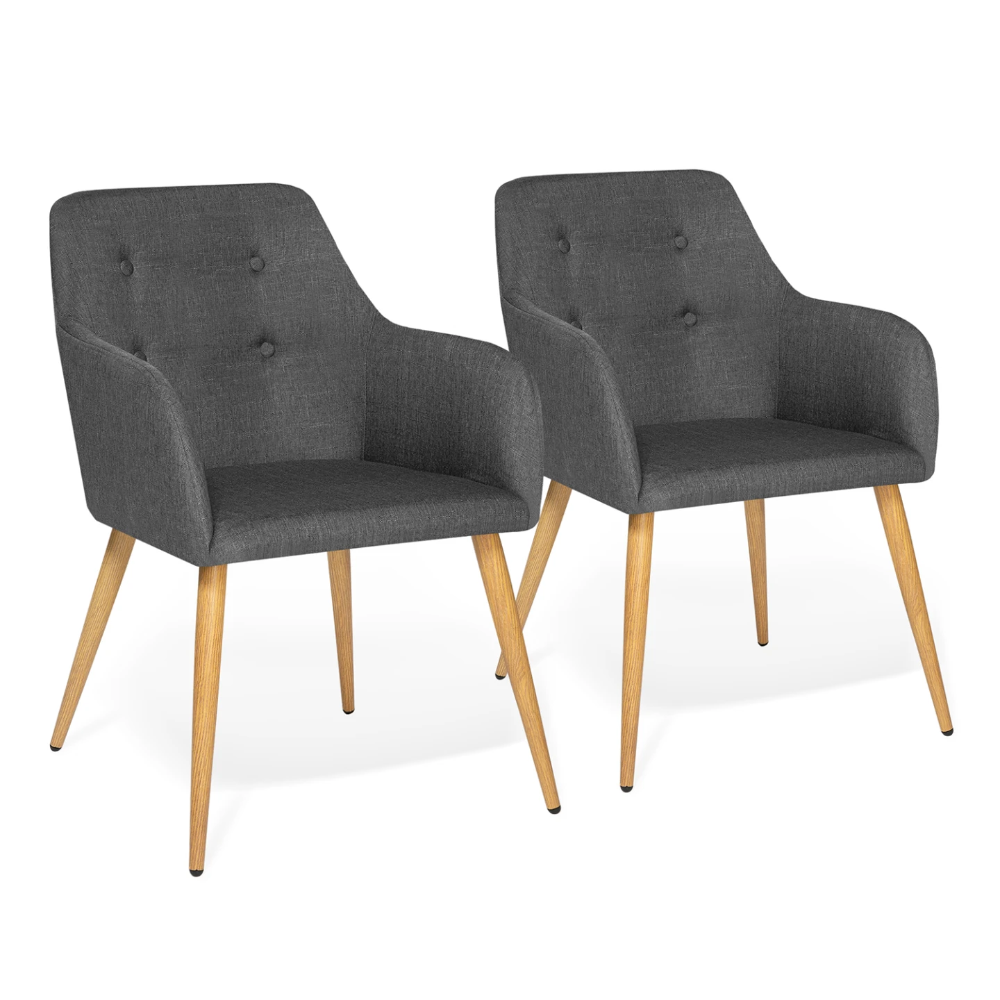 Lot de 2 chaises de salle à manger scandinaves, fauteuils de table DANIA gris anthracite