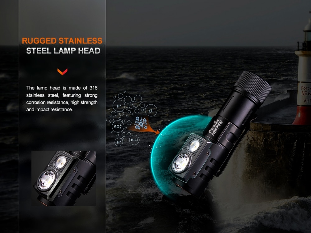 Fenix HM71R 2700 Lumen, Hodelykt<br> Følger med ekstra lommelykt på 200 lumen