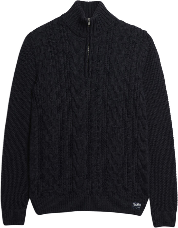 Superdry JACOB CABLE KNIT HALF ZIP 98t