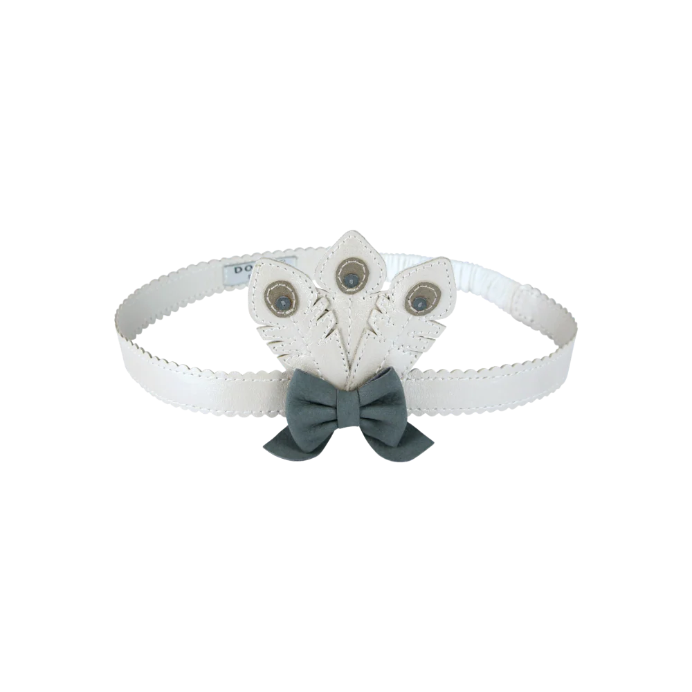 Vellie Headband | Feathers | Off White Metallic Leather