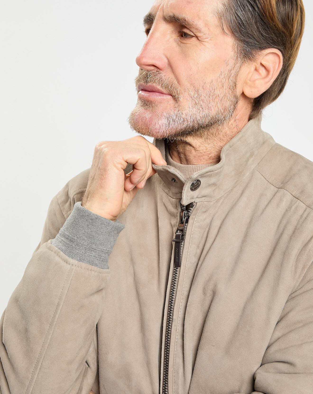 Hackett London Blouson en Velours de Cuir beige