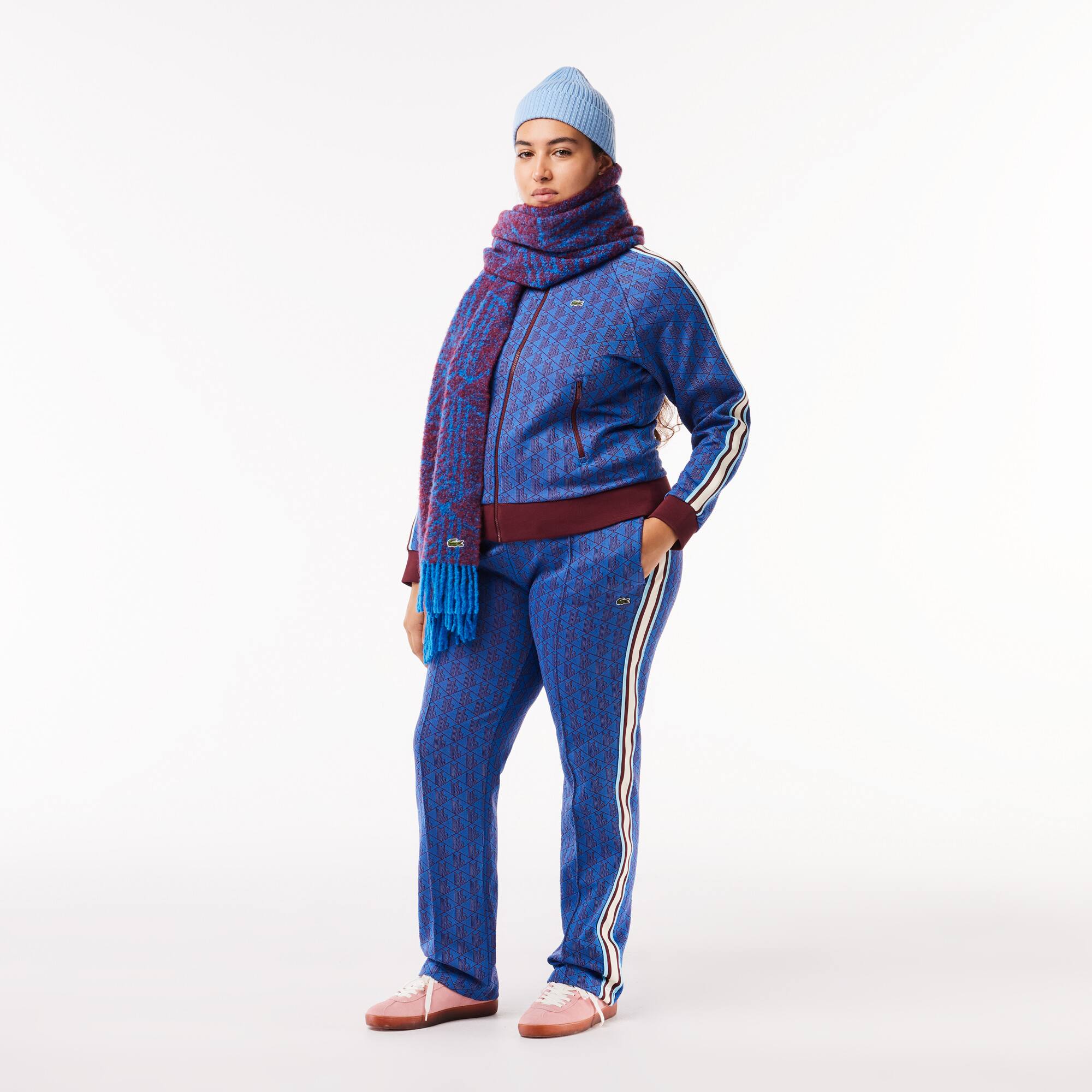 Sweatshirt zippé Paris col montant jacquard monogramme Sweatshirts - Bleu - Lacoste - Femme
