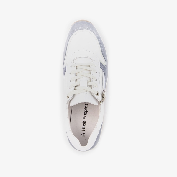 Hush Puppies leren dames sneakers met blauw suede