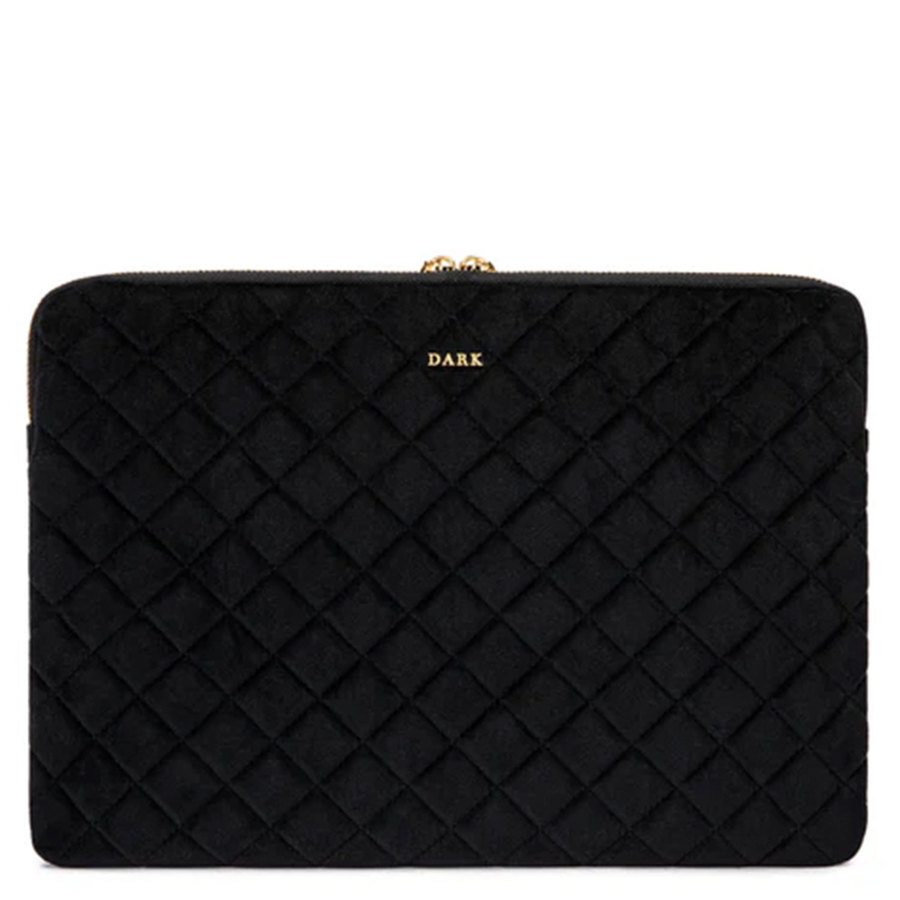 DARK Velvet Quilted Mac Cover Black