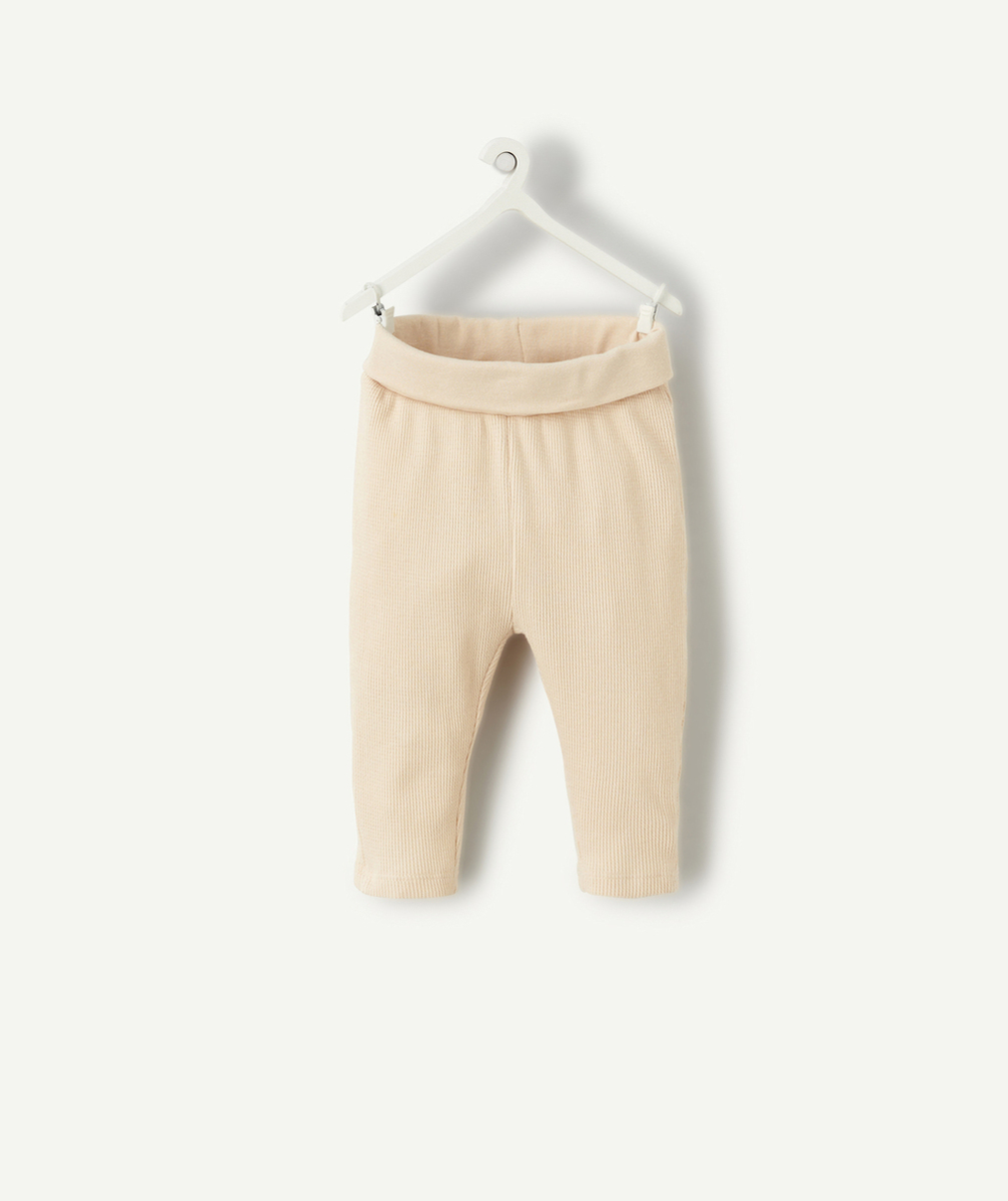 LEGGING BÉBÉ EN COTON BIOLOGIQUE NID D'ABEILLE ROSE POUDRÉ