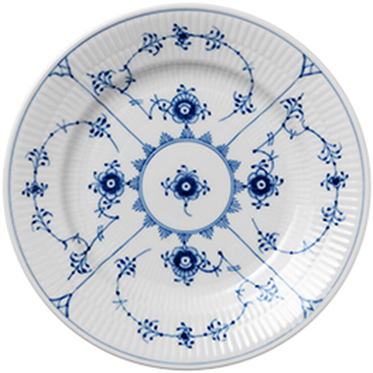 Royal Copenhagen Musselmalet Riflet 17 cm. tallerken Blå