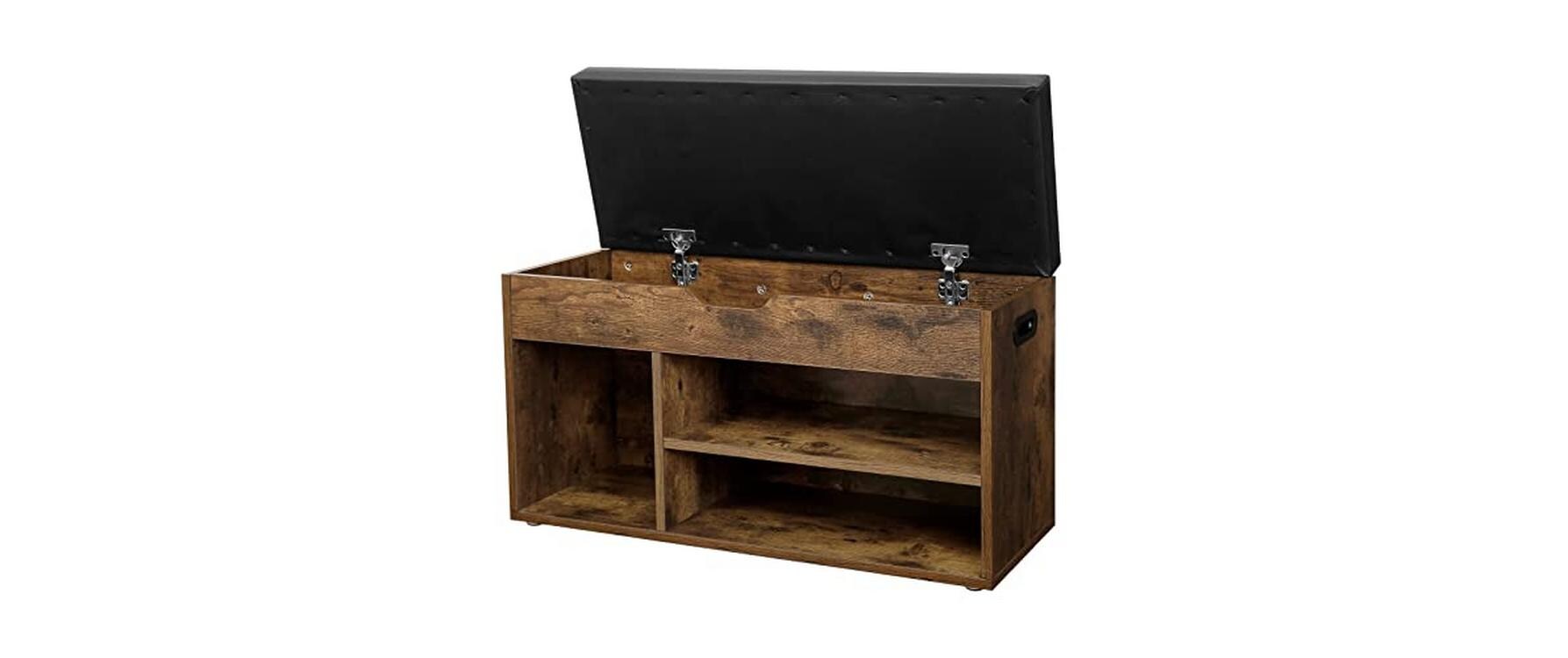 Sitztruhe mit 3 Fächern 80 x 44 x 30 cm, BraunSchuhbank