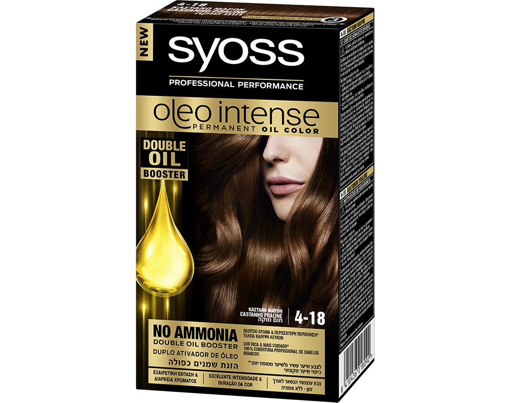 COLORAÇÃO SYOSS ÓLEO INTENSE 4-18 CASTANHO PRALINE