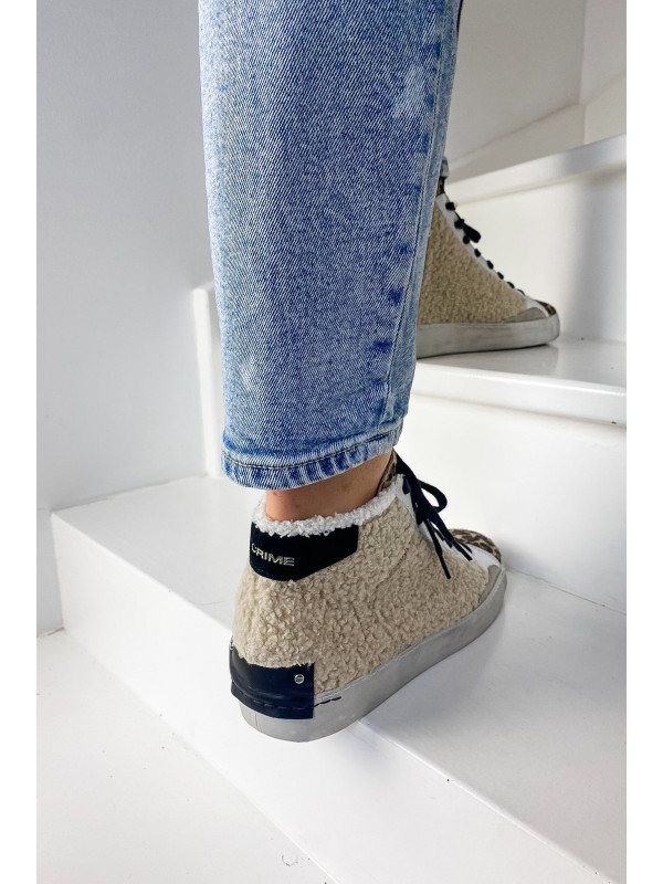 Sneakers HIGH TOP DISTRESSED Beige - Crime London