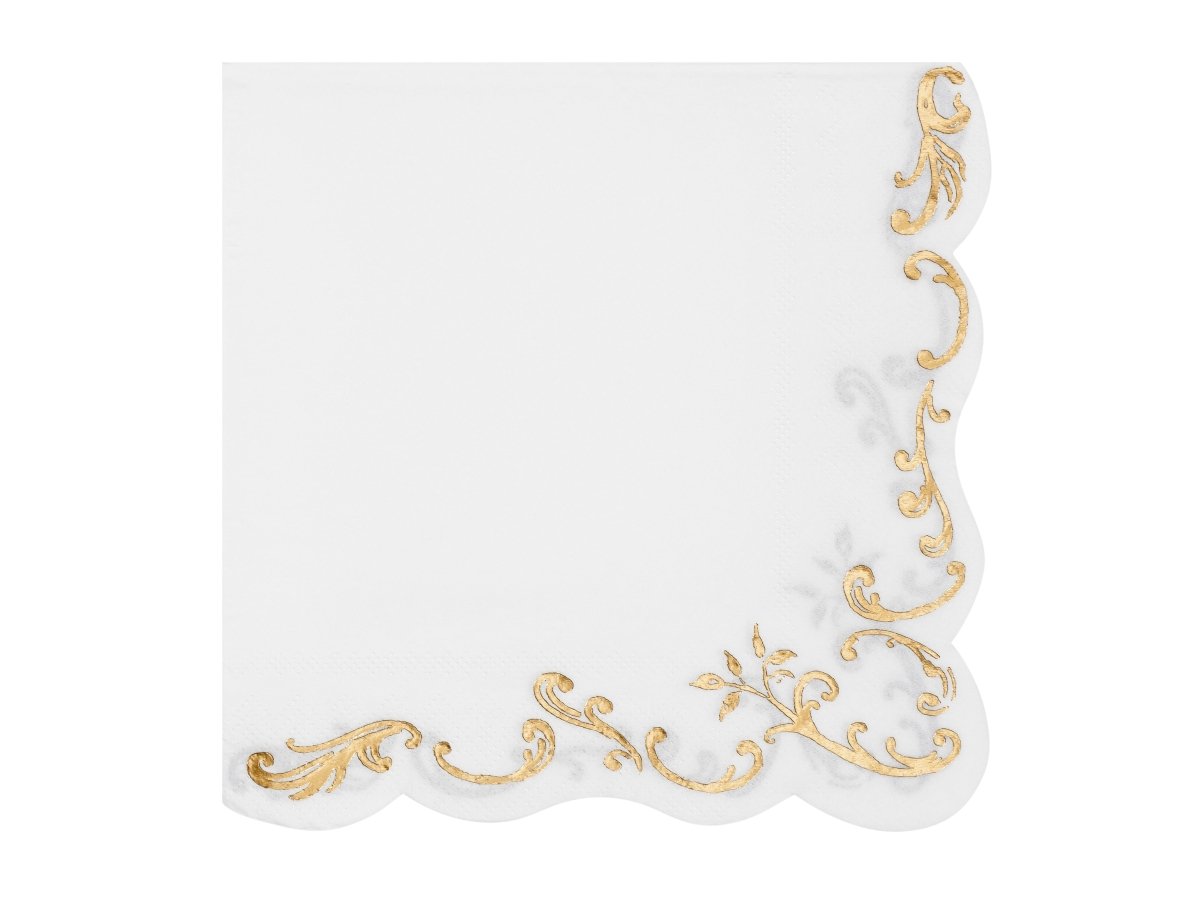 Goud Witte Servetten Ornament 33cm