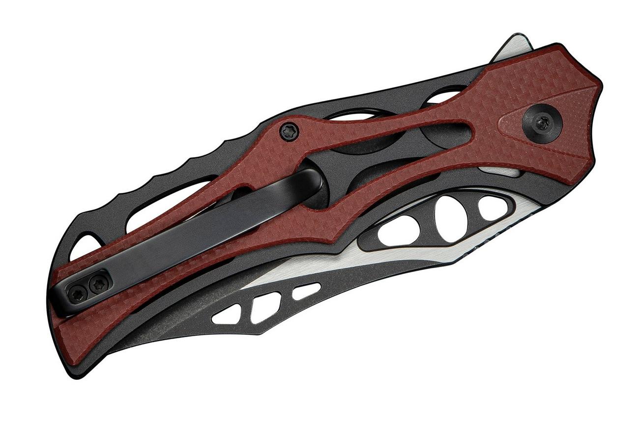 Civivi Biophase C23083C-1 Blackwashed Nitro-V, Black Aluminium Burgundy Coarse G10, zakmes