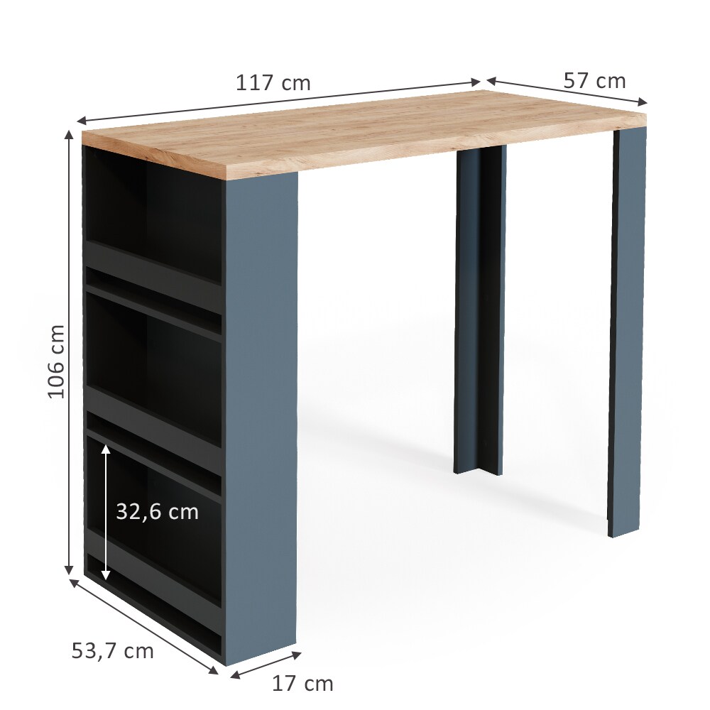 VICCO Bartisch Bartresen Stehtisch Tisch Tresentisch Bistrotisch Eiche Anthrazit
