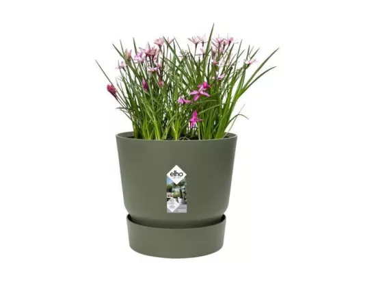 ELHO Pot de fleurs rond Greenville 25 - Exterieur - O 24,48 x H 23,31 cm - Vert feuille