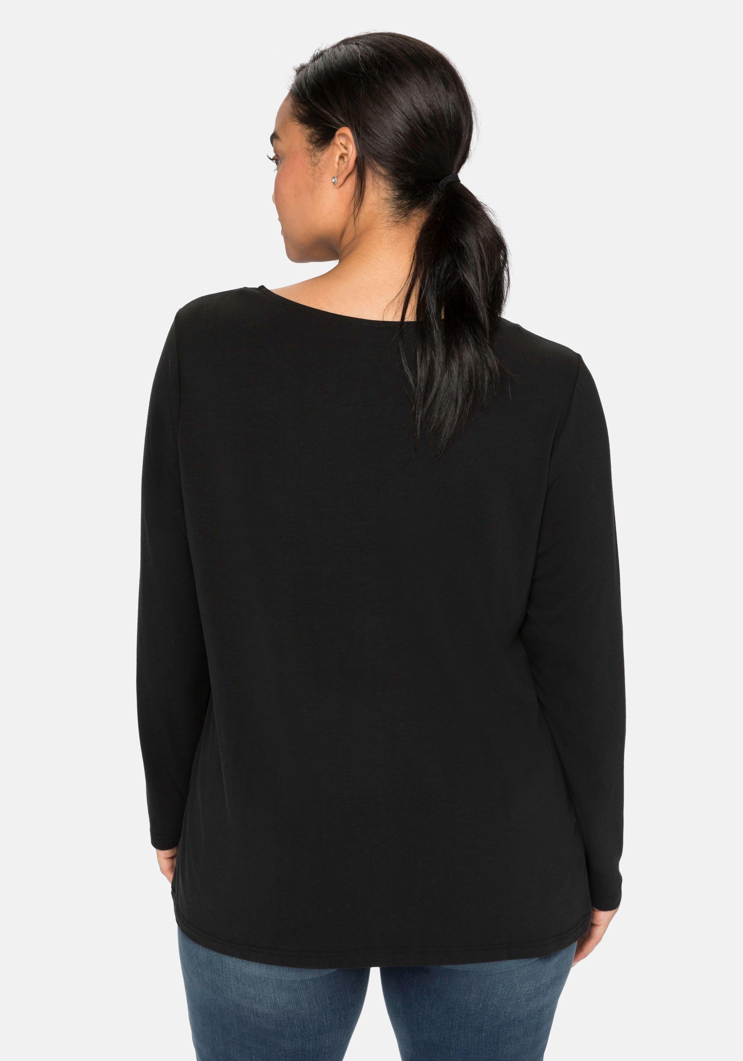 Langarmshirt mit Cut-out und Zierschnalle