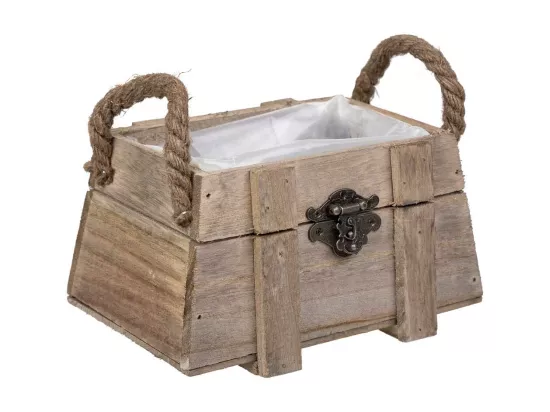Panier en bois avec poignées marron 17x11x10,5h