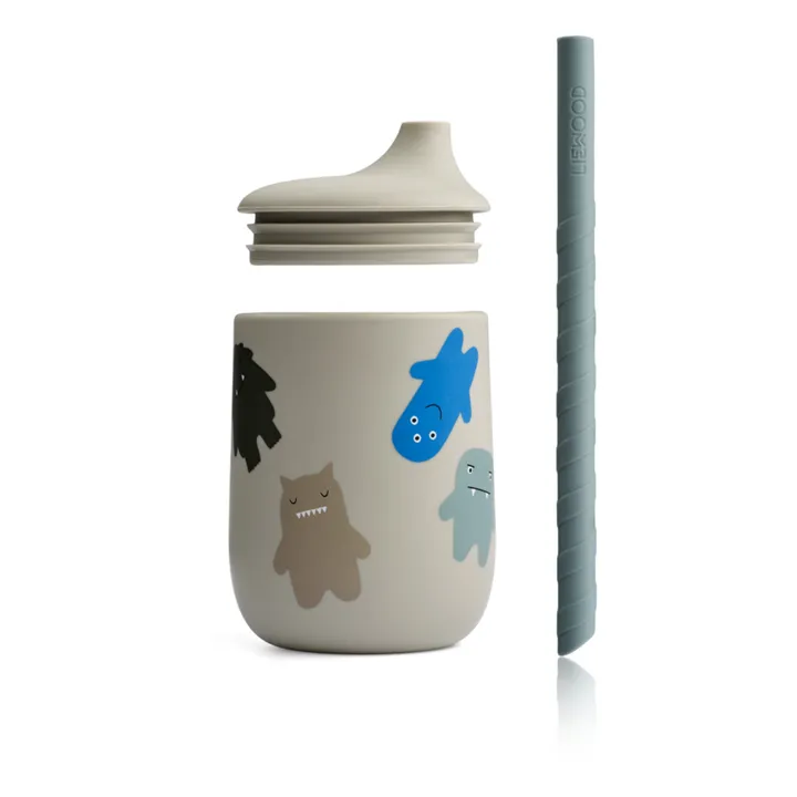 Liewood Gobelet avec paille Ellis en silicone | Monster/Mist