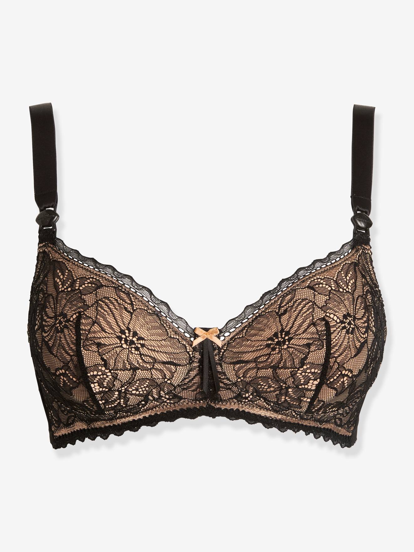 Sutiã de amamentação e maternidade Iris CACHE COEUR, sem aro, preto escuro, liso com estampas.