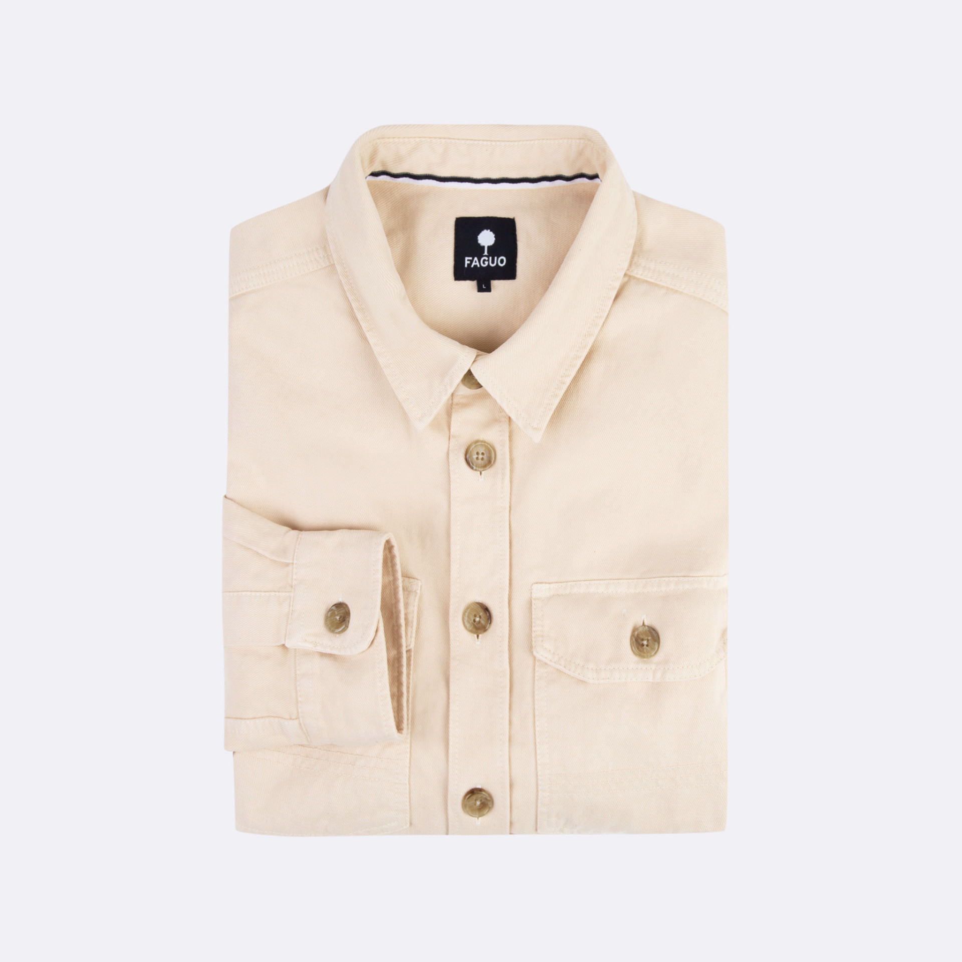Sur-chemise rose pâle coton et coton recyclé - modèle cerilly